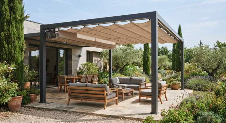 Pergola à toile retractable